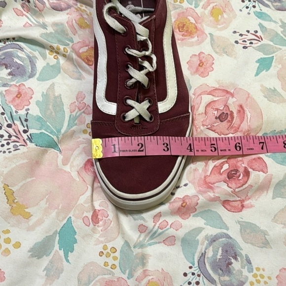 Maroon White Old School Sneakers Van Women Size 9.5 - Picture 15 of 16
